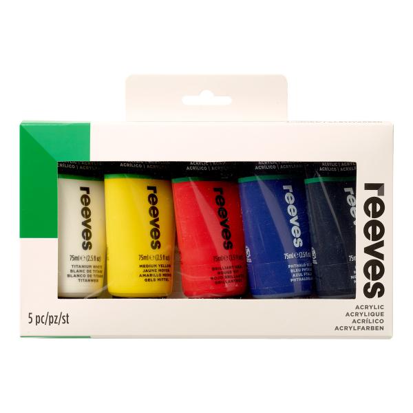 Reeves - Fine Acrylic Tube Set 5 x 75ml by Reeves on Schoolbooks.ie