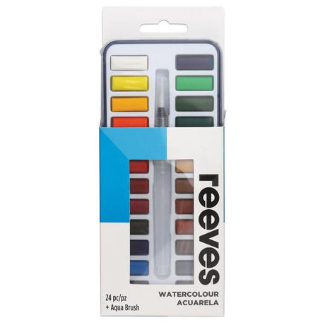 Reeves - Watercolour - 24 Colours plus Water brush - Tin Set by Reeves on Schoolbooks.ie