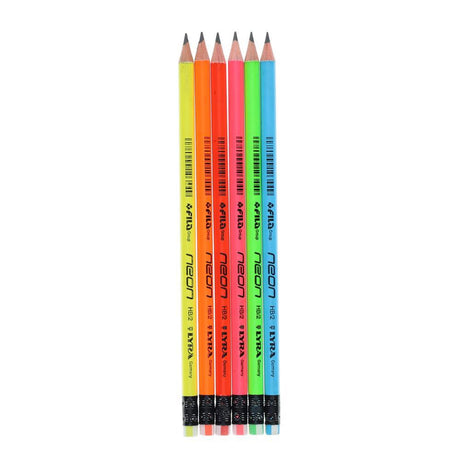 ■ Lyra Neon HB Pencil with Rubber Top - Pack of 6 by Lyra on Schoolbooks.ie