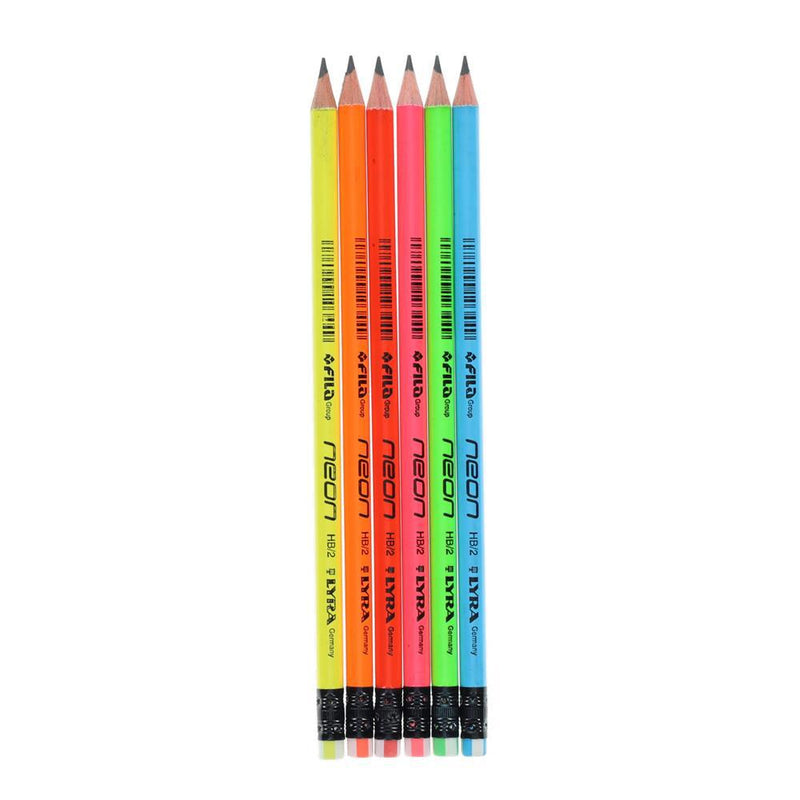 Lyra Neon HB Pencil with Rubber Top - Pack of 6 by Lyra on Schoolbooks.ie