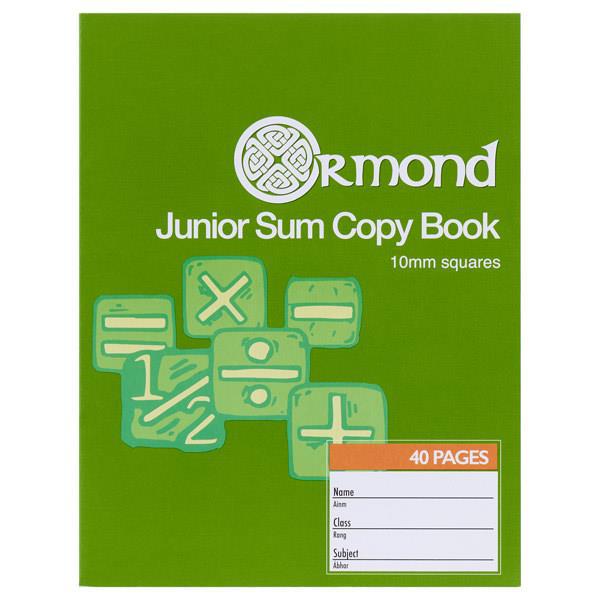 Junior Sum Copy 1cm Square - 40 Page by Ormond on Schoolbooks.ie