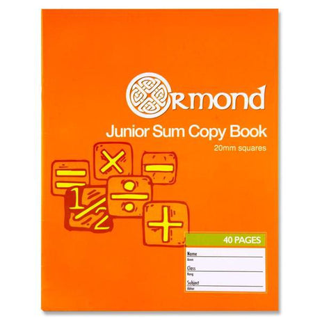 Junior Sum Copy 2cm Square - 40 Page by Ormond on Schoolbooks.ie