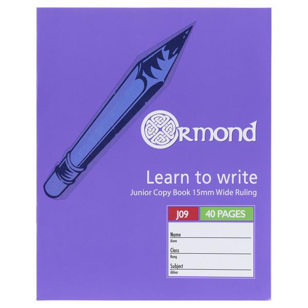Junior Writing Copy - 15mm Ruling - 40 Page by Ormond on Schoolbooks.ie