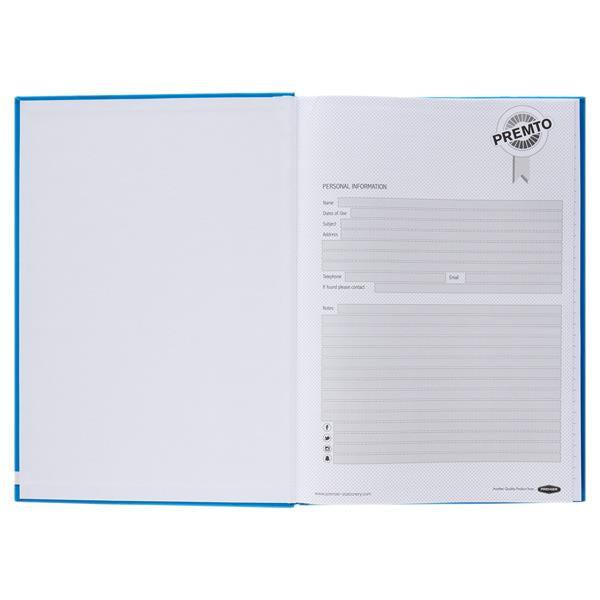 ■ Premto - A4 160pg Hardcover Notebook - Printer Blue by Premto on Schoolbooks.ie