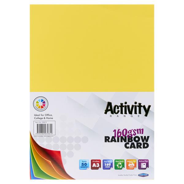 Premier Activity - A3 160gsm Card 50 Sheets - Rainbow by Premier Activity on Schoolbooks.ie