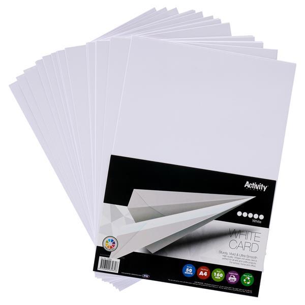 Premier Activity A4 160gsm Card 50 Sheets - White by Premier Stationery on Schoolbooks.ie