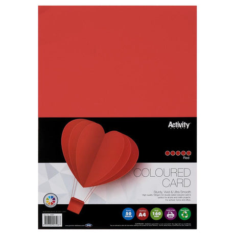 Premier Activity - A4 160gsm Card 50 Sheets - Red by Premier Activity on Schoolbooks.ie