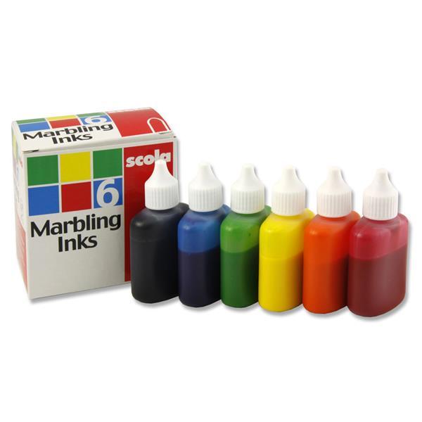 Box Of 6 Assorted 25ml Marbling Ink Colours by Scola on Schoolbooks.ie