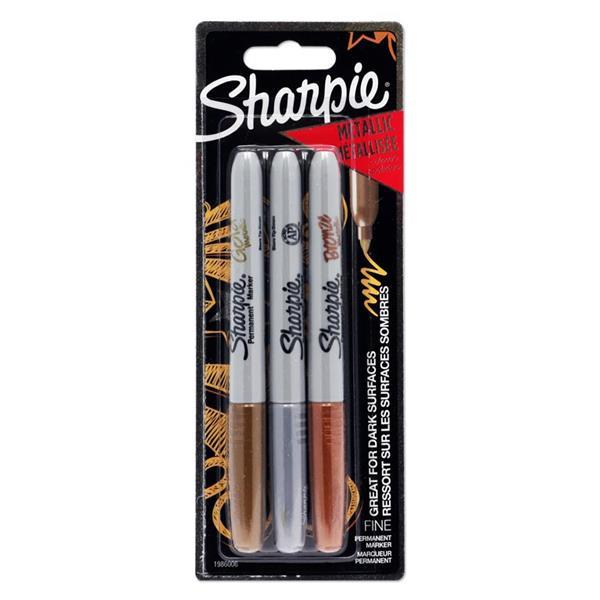 Sharpie - 3 Fine Tip Permanent Markers - Metallic by Sharpie on Schoolbooks.ie