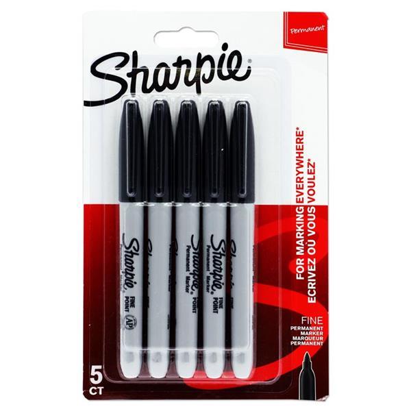 Sharpie - 5 Fine Tip Permanent Markers - Black by Sharpie on Schoolbooks.ie