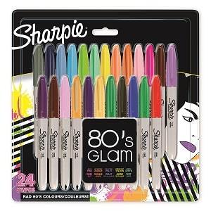 Sharpie Card 24 Pack Fine Markers - 80's Glam by Sharpie on Schoolbooks.ie