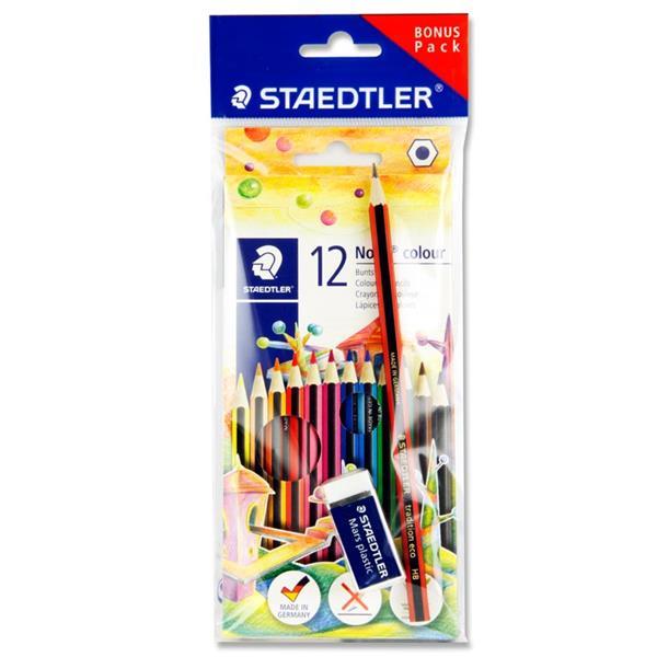 Staedtler Noris - Bonus Pack Box 12 Colouring Pencils, Pencil & Eraser by Staedtler on Schoolbooks.ie