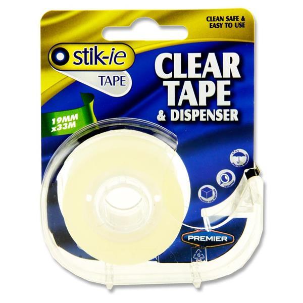 Stik-ie Clear Tape & Dispenser - 19mm X 33m by Stik-ie on Schoolbooks.ie
