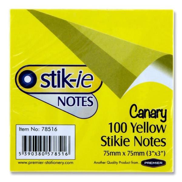 Stik-ie Notes 75x75mm - Yellow by Stik-ie on Schoolbooks.ie