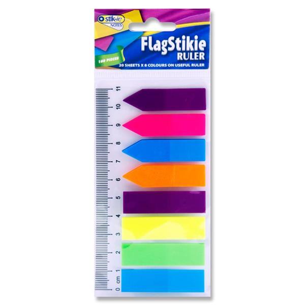 Stik-ie Notes 8mm x 20mm Sheet Flag Page Markers On 11cm Ruler by Stik-ie on Schoolbooks.ie