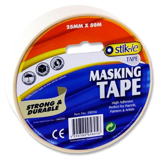 Stik-ie Roll Masking Tape - 50m X 25mm by Stik-ie on Schoolbooks.ie