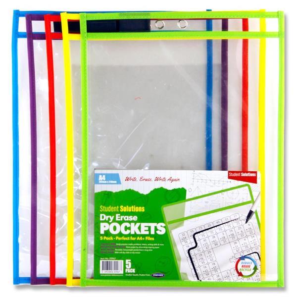 Dry Erase Pockets - Pack of 5 by Student Solutions on Schoolbooks.ie