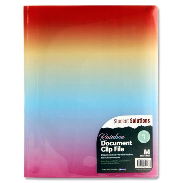 Student Solutions A4 7 Pocket Document Clip File - Rainbow by Student Solutions on Schoolbooks.ie