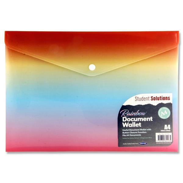 Student Solutions A4 Button Document Wallet - Rainbow by Student Solutions on Schoolbooks.ie