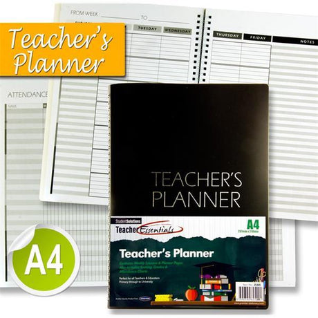 ■ Student Solutions A4 Teacher's Planner - Black Cover by Student Solutions on Schoolbooks.ie