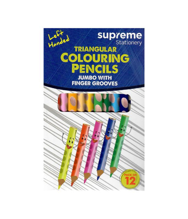 Jumbo Triangular Colouring Pencil Left Handed 12 Pack by Supreme Stationery on Schoolbooks.ie