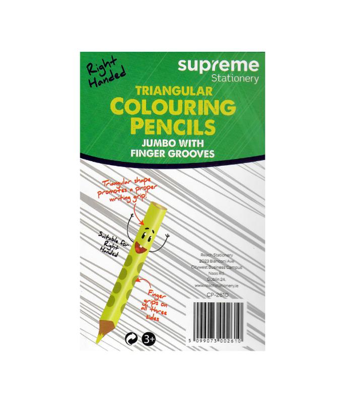Jumbo Triangular Colouring Pencil Right Handed 12 Pack by Supreme Stationery on Schoolbooks.ie