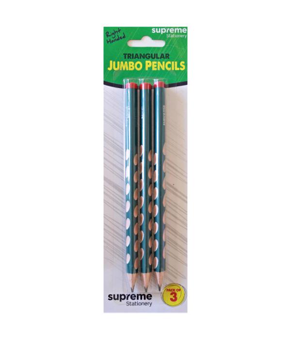 Jumbo Triangular HB Pencil Right Hand 3 pack by Supreme Stationery on Schoolbooks.ie