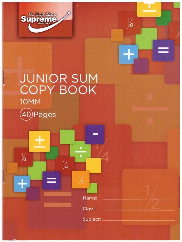 Junior Sum Copy 1cm Square - 32 Page by Supreme Stationery on Schoolbooks.ie