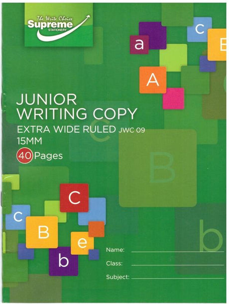 Junior Writing Copy - JWC09 - 40 pages by Supreme Stationery on Schoolbooks.ie