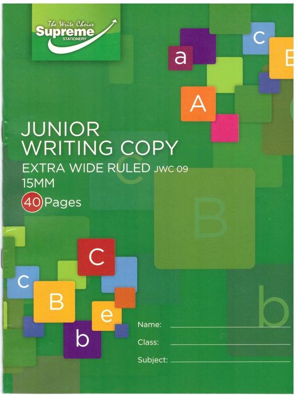 Junior Writing Copy - JWC09 - 40 pages by Supreme Stationery on Schoolbooks.ie
