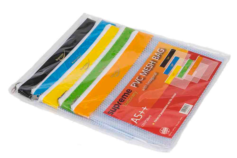 Mesh Bag A5 ++ PVC - 5 Pieces by Supreme Stationery on Schoolbooks.ie