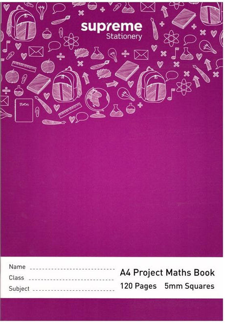 Project Maths Book A4 - 5mm Square - 120 Page by Supreme Stationery on Schoolbooks.ie