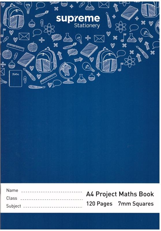 Project Maths Book - A4 - 7mm Square - 120 pages by Supreme Stationery on Schoolbooks.ie