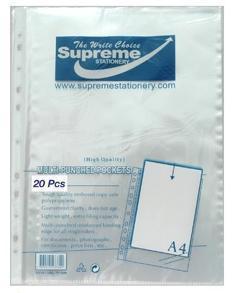 Punched Pockets - A4 - Pack of 20 by Supreme Stationery on Schoolbooks.ie