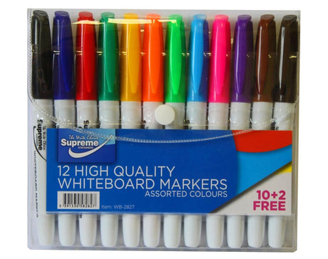 Supreme - Slim Whiteboard Markers - 12 Pack by Supreme Stationery on Schoolbooks.ie