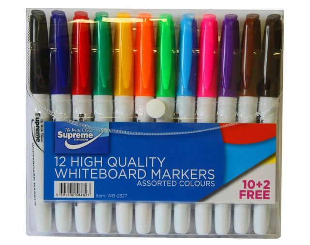 Supreme - Slim Whiteboard Markers - 12 Pack by Supreme Stationery on Schoolbooks.ie