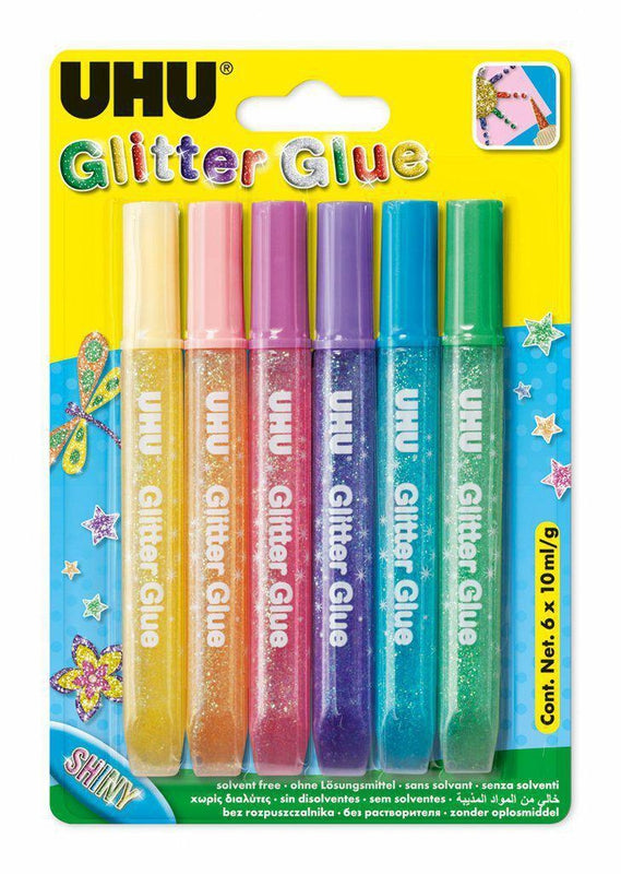 ■ UHU - Glitter Glue - Shiny Colours - 6 X 10ML by UHU on Schoolbooks.ie