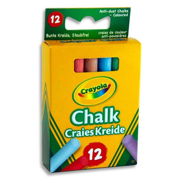 Crayola 12 Anti Dust Coloured Chalk by Crayola on Schoolbooks.ie