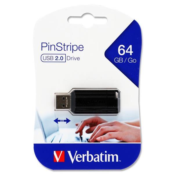 ■ Verbatim Pinstripe USB Drive - 64GB by Verbatim on Schoolbooks.ie