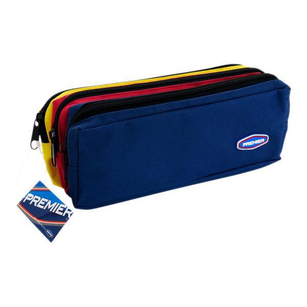 Premier - 3 Pocket Zip Pencil Case - Blue & Red by Premier on Schoolbooks.ie