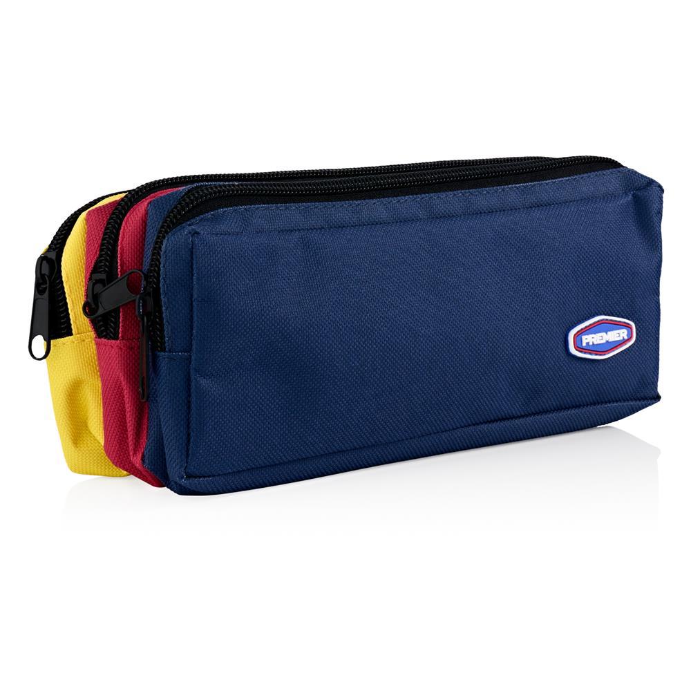 Premier - 3 Pocket Zip Pencil Case - Blue & Red by Premier on Schoolbooks.ie