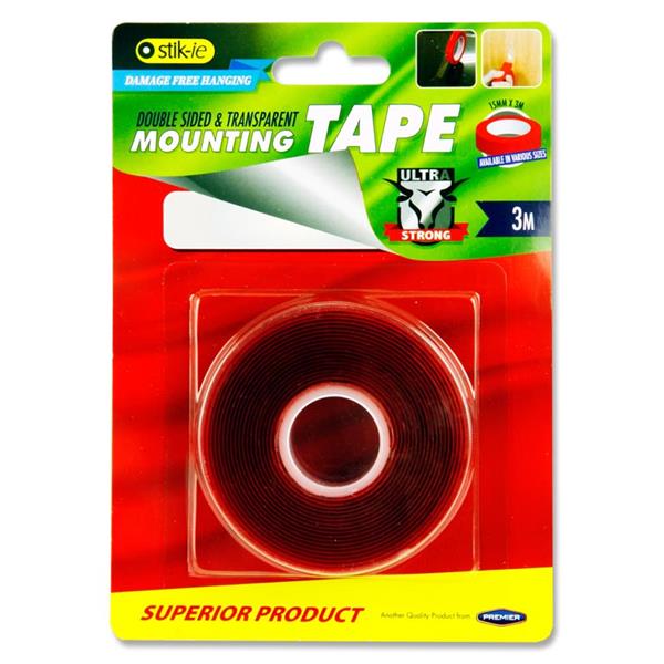 Stik-ie - Double-Sided Clear Mounting Tape - 3m x 15mm by Stik-ie on Schoolbooks.ie