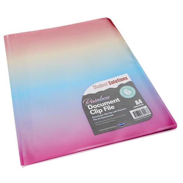 Student Solutions A4 7 Pocket Document Clip File - Rainbow by Student Solutions on Schoolbooks.ie