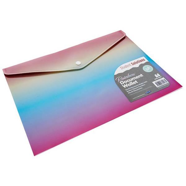 ■ Student Solutions A4 Button Document Wallet - Rainbow by Student Solutions on Schoolbooks.ie