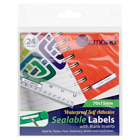 Ormond - Pack of 24 (70x15mm) Waterproof Self Adhesive Sealable Labels by Ormond on Schoolbooks.ie