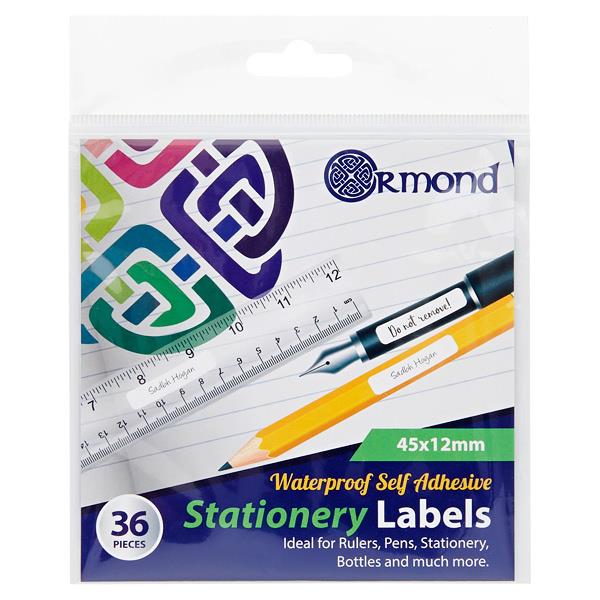 Ormond - Pack of 36 (45x12mm) Waterproof Self Adhesive Stationery Labels by Ormond on Schoolbooks.ie