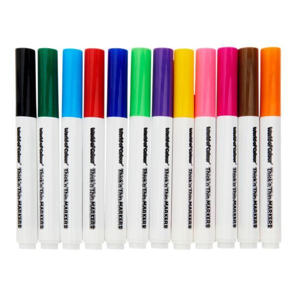 World of Colour - Thick'N'Thin Washable Markers - Pack of 12 by World of Colour on Schoolbooks.ie