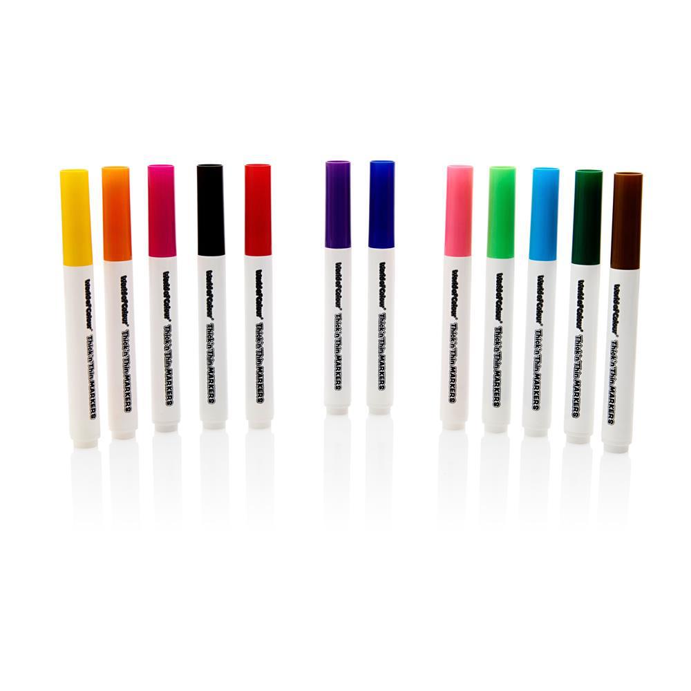 World of Colour - Thick'N'Thin Washable Markers - Pack of 12 by World of Colour on Schoolbooks.ie