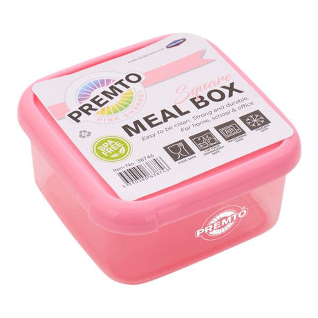 Premto - Pastel Square Meal Box - Pink Sherbet by Premto on Schoolbooks.ie