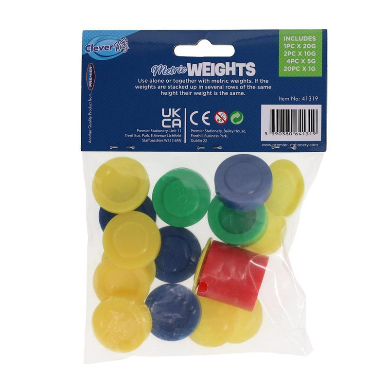 Clever Kidz - Pack of 27 Stackable Metric Weights - Assorted Colours by Clever Kidz on Schoolbooks.ie